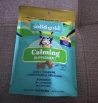 Solid Gold Calming Supplement For Dogs, Anxiety & Stress Relief, 60 Bacon Chews. Fixed Price $16.00.
