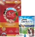 Dentalife Purina Bundle Pack Adult Dry Dog Food And Treats, One Chicken Rice. Fixed Price $59.17.