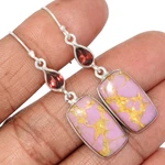 Natural Phosphosiderite Peru & Garnet 925 Silver Earrings Jewelry CE44312. Fixed Price $23.50.