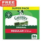 Greenies Original Regular Size Flavor Adult Natural Dental Dog Treats, 54 Oz. Fixed Price $37.97.