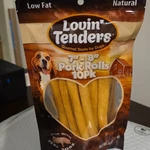 Lovin' Tenders Pork Rolls 7"-8" 10PK Gourmet Treats For Adult Dogs. Fixed Price $20.00.