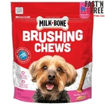 Milk Brushing Chews Daily Dental Dog Treats, Mini, 25.5 Oz Bag, 65 Bones. Fixed Price $14.98.