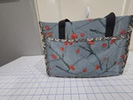 Chicken Boots Knit Crochet Project Tote Bag Berry Birds Motif 13X10X6. Fixed Price $50.00.