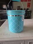 Doggie Treat Jar With Locking Lid 9.5 Inches Tall. Fixed Price $12.00.