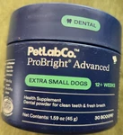Petlab Co. Probright Advanced Dental Powder For X-small Dogs 1.59OZ. 30 Scoops. Fixed Price $22.99.