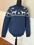 J.crew 100% Wool Labrador Dog Blue Sweater Fair Isle Winter Duck Size Medium. Fixed Price $94.99.