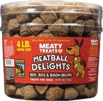Delights Beef, Rice, And Bison Recipe Meatballs Dog Treats, 4 Lb Tub. Fixed Price $38.99.