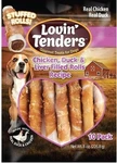 1 Pack - Lovin' Tenders Real Chicken Stuffed Rawhide Rolls Dog Treats. Fixed Price $14.49.