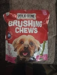 Milk-bone Brushing Chews Daily Dental Dog Treats, Mini, 18 Oz. Bag, 48 Bones. Fixed Price $12.00.