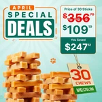 5LBS Medium Yak Cheese Chews For Dogs - Natural Himalayan Treats (30 Pcs). Fixed Price $109.19.