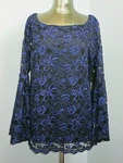Nwt Relativity Black Blue Lace Overlay Top Womens Size Xl Flare Sleeve 211-25164. Fixed Price $39.95.