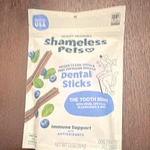 Shameless Pets Dog Dental Sticks Blueberries Mint 7.2 Oz. Fixed Price $7.00.